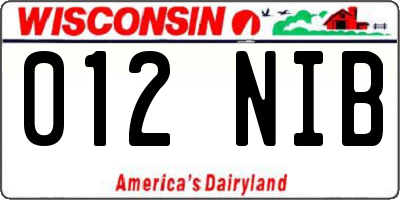 WI license plate 012NIB