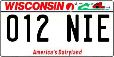 WI license plate 012NIE