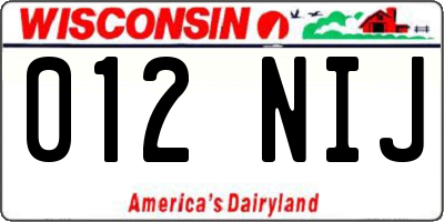 WI license plate 012NIJ