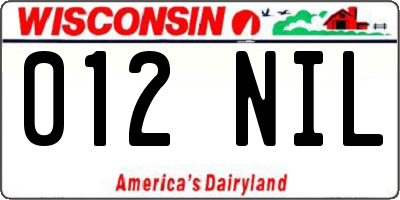 WI license plate 012NIL