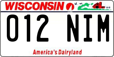 WI license plate 012NIM