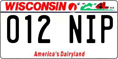 WI license plate 012NIP