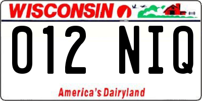 WI license plate 012NIQ