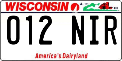 WI license plate 012NIR