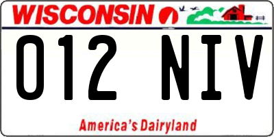 WI license plate 012NIV