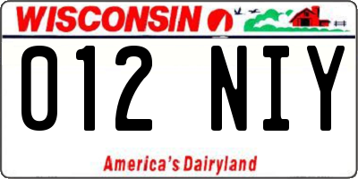 WI license plate 012NIY