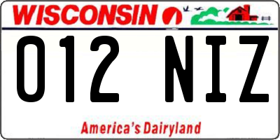 WI license plate 012NIZ