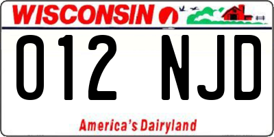 WI license plate 012NJD