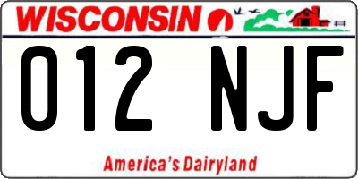 WI license plate 012NJF