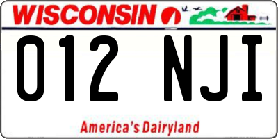 WI license plate 012NJI