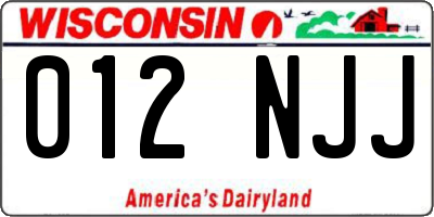 WI license plate 012NJJ