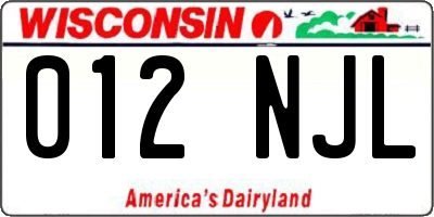 WI license plate 012NJL