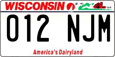 WI license plate 012NJM