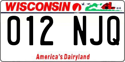 WI license plate 012NJQ