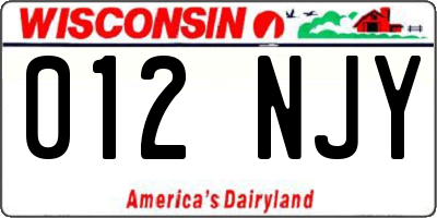 WI license plate 012NJY