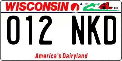 WI license plate 012NKD