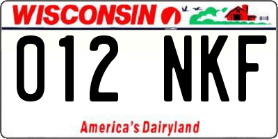 WI license plate 012NKF