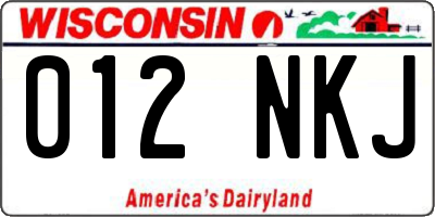 WI license plate 012NKJ