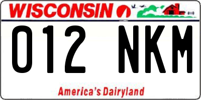 WI license plate 012NKM