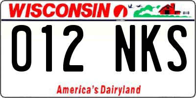 WI license plate 012NKS