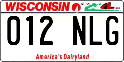 WI license plate 012NLG