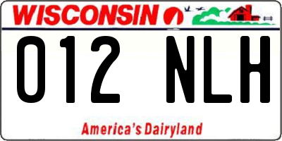 WI license plate 012NLH
