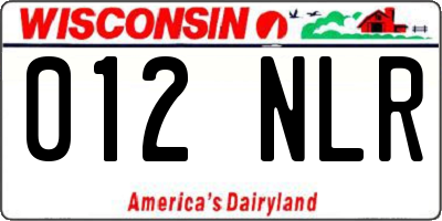 WI license plate 012NLR