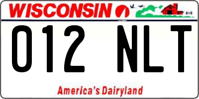 WI license plate 012NLT