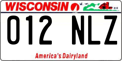 WI license plate 012NLZ
