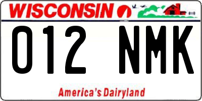 WI license plate 012NMK