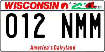 WI license plate 012NMM
