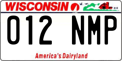 WI license plate 012NMP