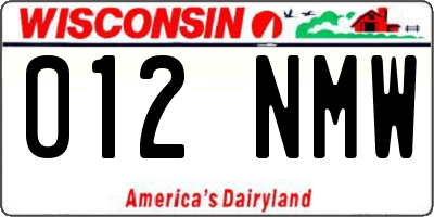 WI license plate 012NMW