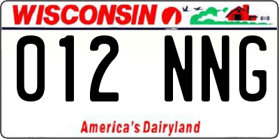 WI license plate 012NNG