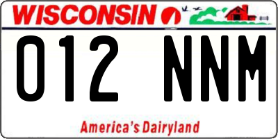 WI license plate 012NNM