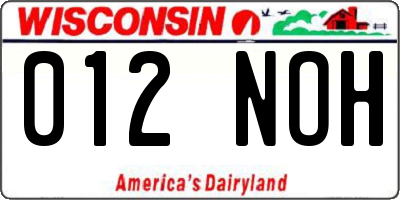 WI license plate 012NOH