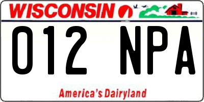 WI license plate 012NPA
