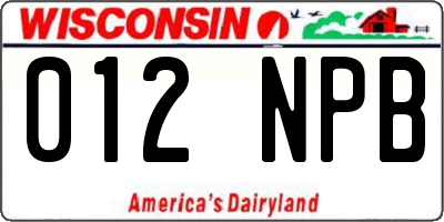 WI license plate 012NPB