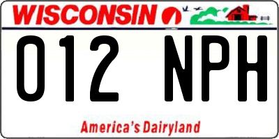 WI license plate 012NPH
