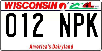 WI license plate 012NPK