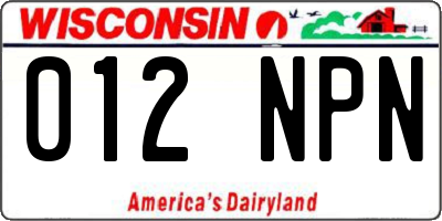 WI license plate 012NPN