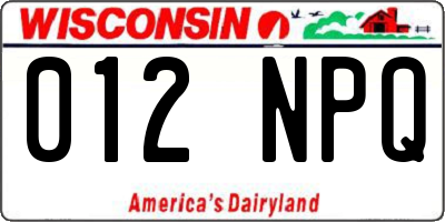 WI license plate 012NPQ