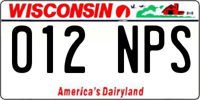 WI license plate 012NPS