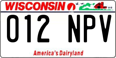 WI license plate 012NPV