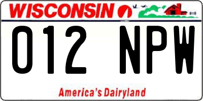 WI license plate 012NPW