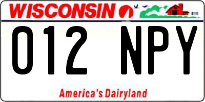 WI license plate 012NPY