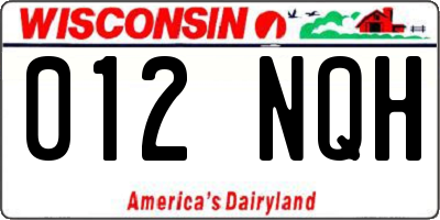 WI license plate 012NQH