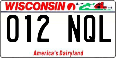 WI license plate 012NQL
