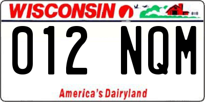 WI license plate 012NQM