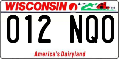 WI license plate 012NQO